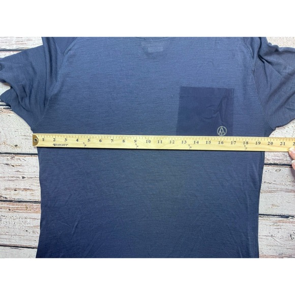 Alps & Meters Mens Large Touring Crew Knit Short Sleeve Navy Blue Wool Blend - Picture 5 of 6